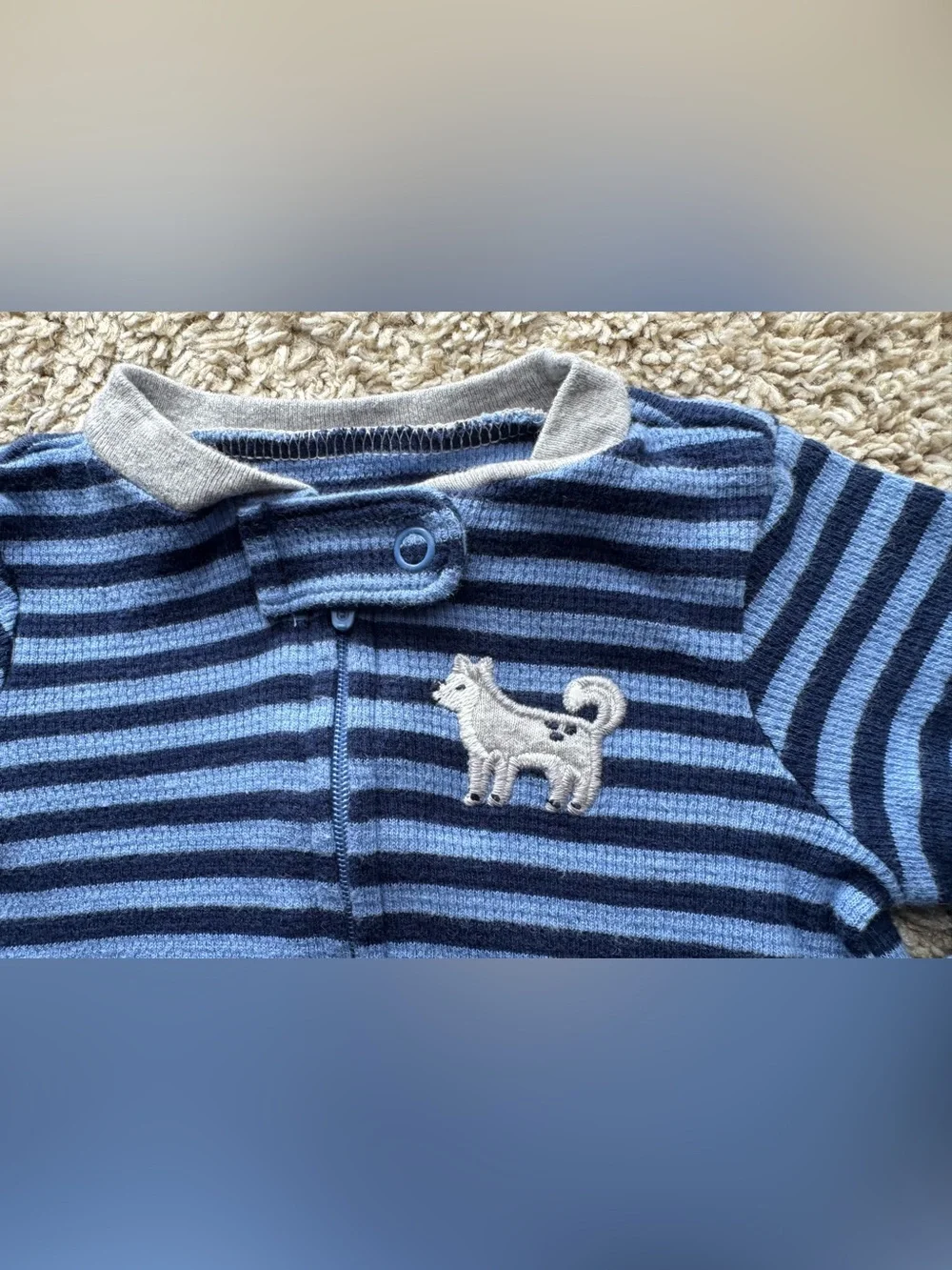 Carter’s Baby Boys Blue Striped Footed Sleeper Pajamas 6M Puppy Zip Cotton
